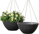 LA JOLIE MUSE Hanging Planters for Outdoor Plants, Large Hanging Planter with Drain Holes, Outdoor Hanging Flower Pots, Matte Black, Honeycomb (13.2 Inch, Set of 2) by CozyNest Decor