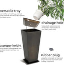 KOL 25'' & 28'' Tall Glazed Planter with Saucer, Set of 2, Galvanized Steel Planter Metal Pots for Indoor & Outdoor Use, Decorative Flower Plant Pots with Drainage Hole for Porch, Patio, Deck - Black by GreenHaven Gardens