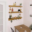 MBYD Floating Shelves 36 Inch, Nursery Book Shelves for Kids Room, Hanging Bookshelf with Hooks Set of 3, Light Walnut Wood Picture Ldge Shelving, Kitchen Wall Shelf Spice Rack for Bedroom Bathroom by CozyNest Decor