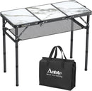 Folding Camping Table, Aluminum Small Folding Table 3 Adjustable Height Max 27.5", Portable Table with Carry Handle, Lightweight, for Outdoor Indoor Travel Camping Picnic BBQ, 34.6" x 15.7" by GreenHaven Gardens