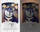 Fall Leaves Siberian Husky Ceramic Night Light Compact, UL-Certified, Ideal for Bedroom, Bathroom, Nursery, Hallway, Kitchen, 6x4x3, Multicolor