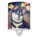Fall Leaves Siberian Husky Ceramic Night Light Compact, UL-Certified, Ideal for Bedroom, Bathroom, Nursery, Hallway, Kitchen, 6x4x3, Multicolor