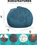Classic Bean Bag Chair, with Faux Rabbit Fur Cover for Teens and Kids, Memory Foam Bean Bag Chairs, Ultra Soft Faux Fur Fabric, 2.5 feet Round Fluffy Bean Bag Sofa by TinyTreasures Baby Boutique