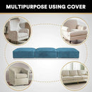 PrinceDeco Couch Cushion Covers, Stretch Washable Sofa Cushion Cover, Fitted Sofa Slipcover Velvet Fabric Non-Slip Furniture Protector for Dog,Pets, Kid (Each Width Up to 29.5", Blue) by CozyNest Decor