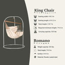 LA SIESTA - XL King Habana Cotton Hammock & Romano Steel Stand - Indoor Outdoor Hanging Hammock Swing for Bedroom Porch Balcony - Boho Hanging Chair - Nougat by GreenHaven Gardens