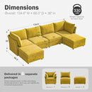 134.6" Oversized Modular Sectional Sofa, 6 Seater U Shaped Couch with Storage Ottoman with Reversible Chaise Deep Seat for Living Room, Apartment - Chenille Yellow by CozyNest Decor