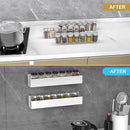 PMMASTO Adhesive Acrylic Spice Rack Organizer for Wall with Nano Double Sided Tape, Spice Shelf Organization for Kitchen Cabinet Door/Pantry Door, Wall Mount Seasoning Rack (White-2 Pack) by CozyNest Decor