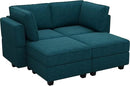 Bellfin Modular Sectional Sleeper Sofa Convertible Sofas with Storage Ottomans Small Sectional Couches for Living Room. Peacock Blue Couch by CozyNest Decor