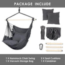 Highwild Hammock Chair Hanging Rope Swing - Max 500 Lbs - 2 Cushions Included - Steel Spreader Bar with Anti-Slip Rings - for Any Indoor or Outdoor Spaces (Grey) by GreenHaven Gardens