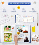 popotop Photo Album Self Adhesive with Picture Display Window,40 Pages DIY Scrapbooking Supplies Kit for 4x6 10x12 Picture,Linen Cover Memory Book for Baby Wedding, with Scraper and Metallic Pen by TinyTreasures Baby Boutique