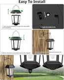 Solar Lanterns Outdoor Waterproof, Hanging Solar Lights with Glass Shade - 2 Pack LED Metal Wall Mount Outdoor Light for Yard/Garden/Patio - Flame by GreenHaven Gardens