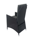 7 Piece Outdoor Patio Wicker Dining Set Patio With Adjustable Backrest Black Wicker + Dark Grey Cushion