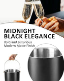 3L Ice Bucket with Silicone Lid, Scoop, Gold Tongs & Strainer, Stainless Steel Double Wall Insulated Ice Buckets for Parties & Cocktail Bar, Outdoor Champagne Ice Container Bin, Black by CozyNest Decor