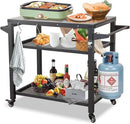Domi 3-Shelf Outdoor Grill Table, Grill Cart Outdoor with Wheels, Pizza Oven and Food Prep Table, Blackstone with Propane Tank Hook, BBQ Stand for Blackstone Griddle for Outside BBQ by CozyNest Decor