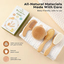 Yoofoss 4 Piece Baby Brush and Comb Set, Wooden Baby Brush with Natural Ultra Soft Goat Hair, Baby Hair Brush for Newborn, Baby Brush Set for Boy Girl by TinyTreasures Baby Boutique