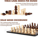 3-in-1 Wooden Chess, Backgammon Set and Checkers Set- 12 Inch Portable Board Game for Kids and Adults, Classic Strategy Game with Durable Chess Pieces Perfect for Travel Family Game Educational Games by TinyTreasures Baby Boutique
