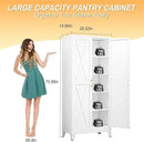 71" H Metal Kitchen Pantry Storage Cabinet, Freestanding Cupboard with 2 Doors and 4 Adjustable Shelves, Standing Storage for Kitchen, Bathroom, Garage, Dinning Room or Utility Room（White） by CozyNest Decor