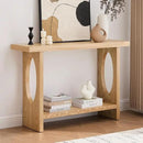 BECHAEO 47-Inch Farmhouse Narrow Console Table, 2'' Thickened Entryway Table with Solid Wood Veneer, 2-Tier Sofa Tables Behind Couch, Rectangle Hallway Tables for Living Room, Foyer Rustic Oak