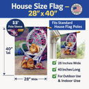 Red Pomeranians House Flag 28x40 Porch Sleeve Pole Decorative Outside Yard Banner Artwork Wall Hanging, Polyester