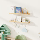 Fun Memories Picture Ledge Shelf for Wall, 36 inch Pine Wood Nursery Book Shelves Set of 2- Wall Book Shelves for Kids Room, Home Decor - Kitchen Spice-Natural by TinyTreasures Baby Boutique