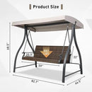 BPS 3 Seat Outdoor Porch Swing with Adjustable Canopy, PE Wicker Patio Swing Chair with Quick-Drying Foam Seat, 882 LBS Capacity, Proch Swings for Deck, Backyard, and Lawn, Khaki by GreenHaven Gardens