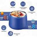 Soup Thermo for Hot Food Kids 14oz Lunch Containers with Buckle Lid Wide Mouth Hot Food Jar Vacuum Insulated Stainless Steel Bento Box Leakproof with Spoon (Light Blue) by TinyTreasures Baby Boutique