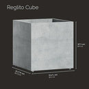 Reglito Cube Planter – Fiberglass Indoor/Outdoor and Weather-Resistant Large Planter (Concrete Stone, 35.4" L x 35.4" W x 36" H) by GreenHaven Gardens