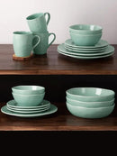 famiware Aurora Coffee Mugs, 14oz Mug Set of 4, Stoneware Mug, Cups for Kitchen, Cappuccino, Latte, Reactive Glaze, Microwave Safe, Scractch-resistant, Mint Green by CozyNest Decor