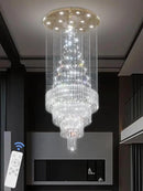 D32 x H79'' Modern Crystal Raindrop Gold Chandelier Lighting for Entrance, Stairs, Doorway, Crystal Ornament Chandelier Can be Used on Slopin by CozyNest Decor