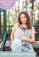 Ring Sling Baby Carrier – Breathable 100% Cotton Wrap for Infant Support, Baby Ring Sling – Grey Adjustable Muslin Fabric by TinyTreasures Baby Boutique