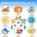 Adjustable Baby Stroller Arch Toy, Car Seat Toys for Infants 6-12 Months Hanging Toy Bar Attachment with Teether & Sound, Crib Comfort Gift for Birthday, Baby Shower by TinyTreasures Baby Boutique