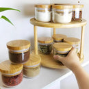 Wood Lazy Susan Organizer Bamboo 2-Tier Rotating Storage Rack – 360° Turntable Organizer for Kitchen, Spices, Cosmetics by CozyNest Decor