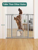 Babelio 36" Tall Upgraded Baby Gate with Cat Door,29-43" Auto Close Durable Dog Gate for Stairs,Doorways and House,Easy Walk Thru,Includes 4 Wall Cups,Gray by TinyTreasures Baby Boutique