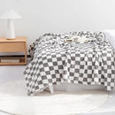 LOMAO Throw Blankets Flannel Blanket with Checkerboard Grid Pattern Soft Throw Blanket for Couch, Bed, Sofa Luxurious Warm and Cozy for All Seasons (Grey, 60"x80") by CozyNest Decor