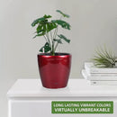 Dexceder 11x10 Inches High Gloss Self Watering Planter Indoor Outdoor, Inner Pot Design, Thickened Table Flower Plant Pot with Water Level Indicator (Red) by GreenHaven Gardens