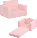 Welnow 2-in-1 Kids Sofa Chair, Convertible Toddler Chair Flip Out Children Sofa Chair Folding Kids Play Sofa with Side Pockets & Removable Cover Armrest Chair for Girl or Boy by CozyNest Decor