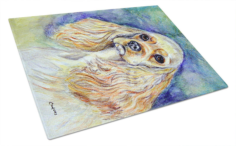 Blonde Tan Cocker Spaniel Glass Cutting Board Large