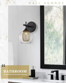 Black Wall Sconce Set of 2, Bathroom Vanity Light Fixture with Clear Glass and Honeycomb Metal Shade, Sconces Wall Lighting for Mirror Bedroom Hallway, AD-22001-1W2-BK by CozyNest Decor