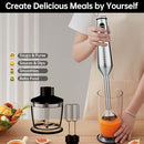 Immersion Blender 1000 Watts Scratch Resistant Hand Blender,20 Speed and Turbo Mode Hand Mixer, 3-in-1 Heavy Duty Copper Motor Stainless Steel Smart Stick with Egg Beaters and Chopper by TinyTreasures Baby Boutique