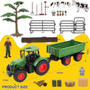 Farm Animal Tractor Toys Playset-16.5 Inches Tractor with Trailer Fence,Farmer,Tree,Cow,Farm Toy Set for Boys Girls Kids Toddlers Age 3-7 Years Old by GreenHaven Gardens