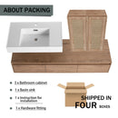 Modern Wall Mounted Bathroom Vanity With Resin Sink And 2 Side Cabinet, Imitative, Construction - Imitative Oak by HouseOfZazla