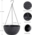 12 inch Large Hanging Planters for Indoor Outdoor Plants, 2 Pack Hanging Flower Pots with Drainage Holes and Chain for Garden Porch, Plastic Hanging Baskets for House Plants, Speckled Black by GreenHaven Gardens