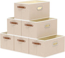 Yawinhe Foldable Storage Baskets for Shelves, Fabric Closet Organizers, Bins with 3 Handles, Cubes for Clothes, Beige, 15''Lx9.8''Wx8.3''H, 6-Pack by TinyTreasures Baby Boutique