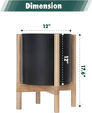D'vine Dev Planter Pot with Stand - 12 Inch Plastic Cylinder Flower Pot with Wood Planter Holder for Indoor, Matte Black Pot + Natural Stand, 55-C-P-2 by GreenHaven Gardens