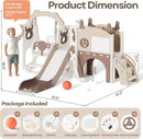 Mloong 12 in 1 Toddler Slide and Swing Set, Kids Slide for Toddlers 1-3 Years Old Baby, Indoor Outdoor with Basketball Hoop Drawing Golf for Kids Easy Assembly(Beige & Rosy Brown)(82×67×41in) by TinyTreasures Baby Boutique