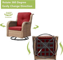 Outdoor Wicker Patio Furniture Set - 5 Piece Rattan Patio Conversation Set with 2 Rocking Swivel Chairs,2 Ottomans and 1 Loveseat for Porch Deck Backyard Garden(Yellow/Red) by GreenHaven Gardens
