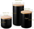 Yangbaga Black Canisters Sets for Kitchen-Set of 3 Coffee Canisters for Countertop with Airtight Wood Lids/Spoons/Stickers, Ceramic Food Storage Containers for Large Suger,Coffee,Tea (42/30/9OZ) by CozyNest Decor
