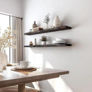 48 Inch Floating Shelves for Wall Rustic Brown Wood Wall Shelves for Bedroom Set of 4 by CozyNest Decor