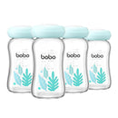 YOHKOH Glass Breast Milk Storage Bottles - 100% Leak-Proof, BPA-Free Breastmilk Storage Containers, Freezer & Dishwasher Safe, Ideal for Nursing Mothers (Blue, 5.4oz (Pack of 4)) by TinyTreasures Baby Boutique