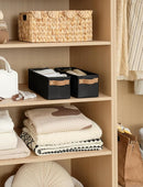 StorageWorks Narrow Storage Bins, Small Basket for Closet and Shelves, Fabric Organizer with Handles, Toilet Paper Storage, Black, 2-Pack by CozyNest Decor